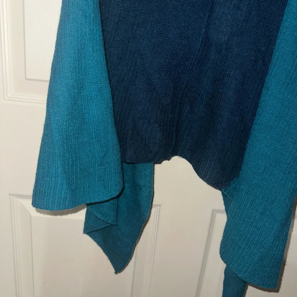 Eileen Fisher Blue Teal Royal Alpaca Women's Open Cardigan